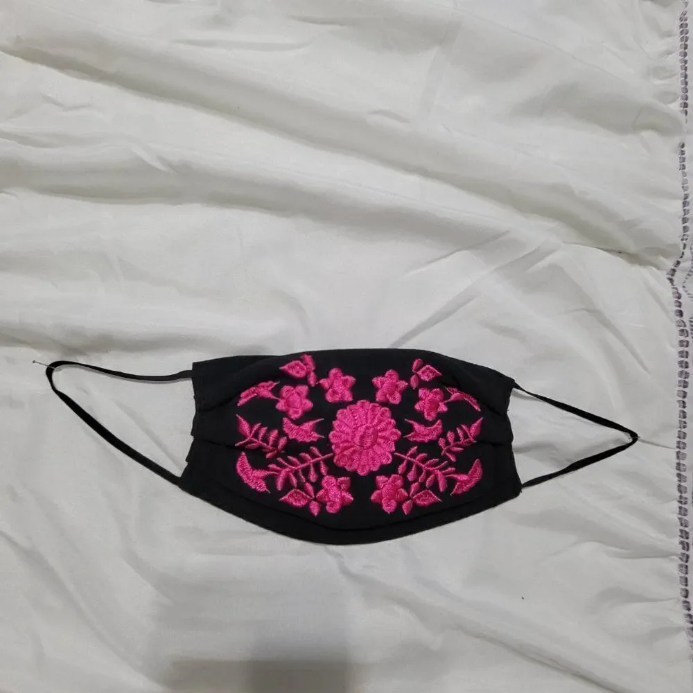 Mexican Embroidered Handmade Face Mask Cubrebocas Artesanal Triple Layer…